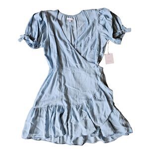 Lauren Conrad Chambray Ruffle Hem Wrap Dress - Blue - Women's M - NWT (No62)